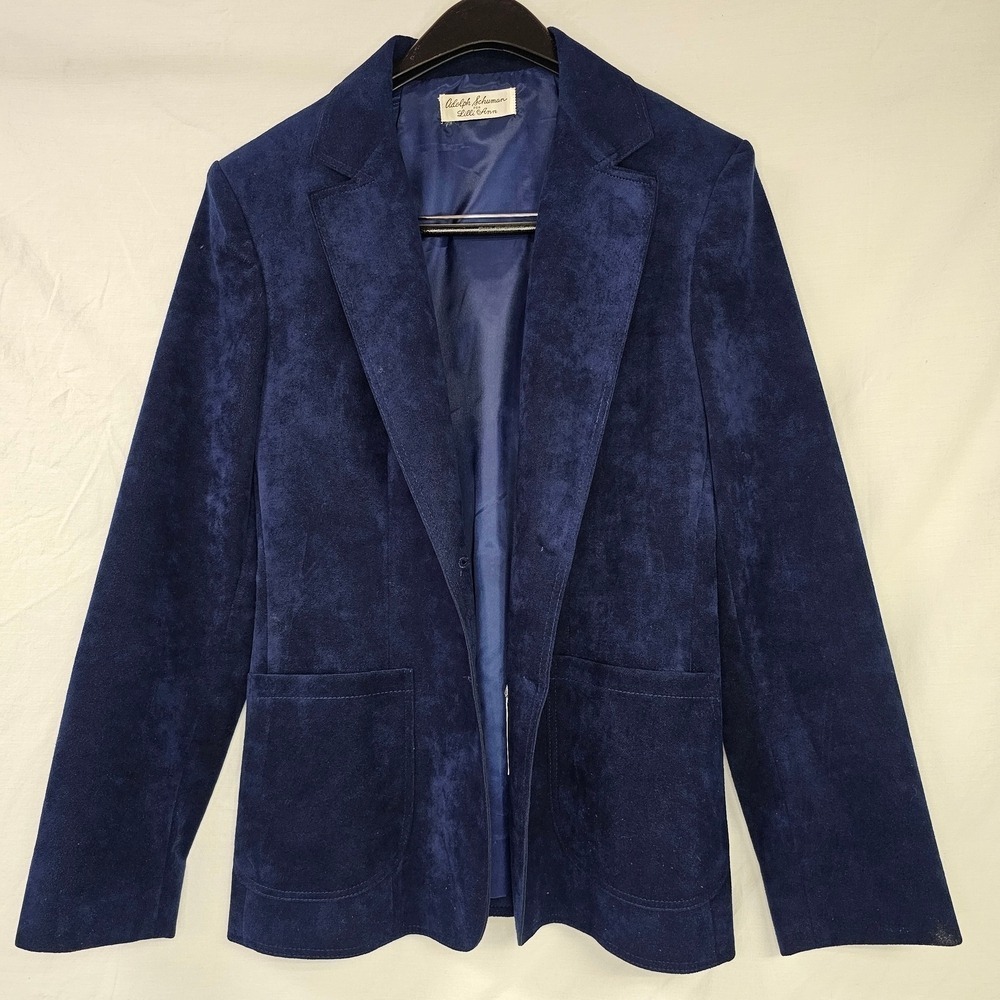 Vintage Adolf Schuman For Lilli Ann Blue Uktra Suede Blazer